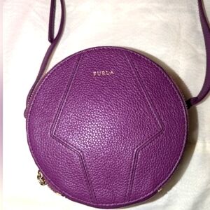 NWOT FURLA Pebbled Leather Crossbody Bag Purple